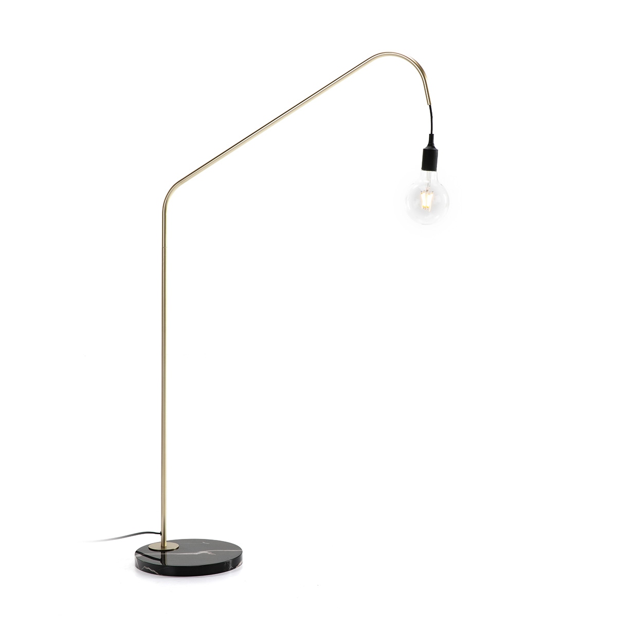 Lampara de Pie 80x30x142 Mármol Negro/Metal Dorado