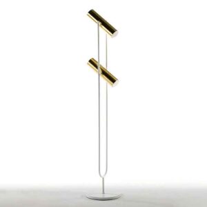 Lampara de Pie con Pantalla 22x120 Metal Oro/Blanco