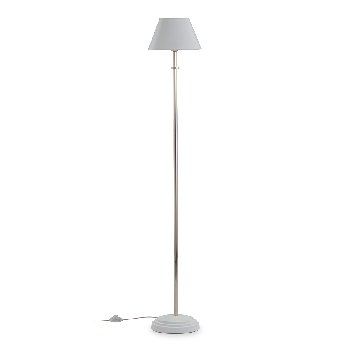 Lámpara de Pie con pantalla 25x20x153 Metal Blanco/Nickel