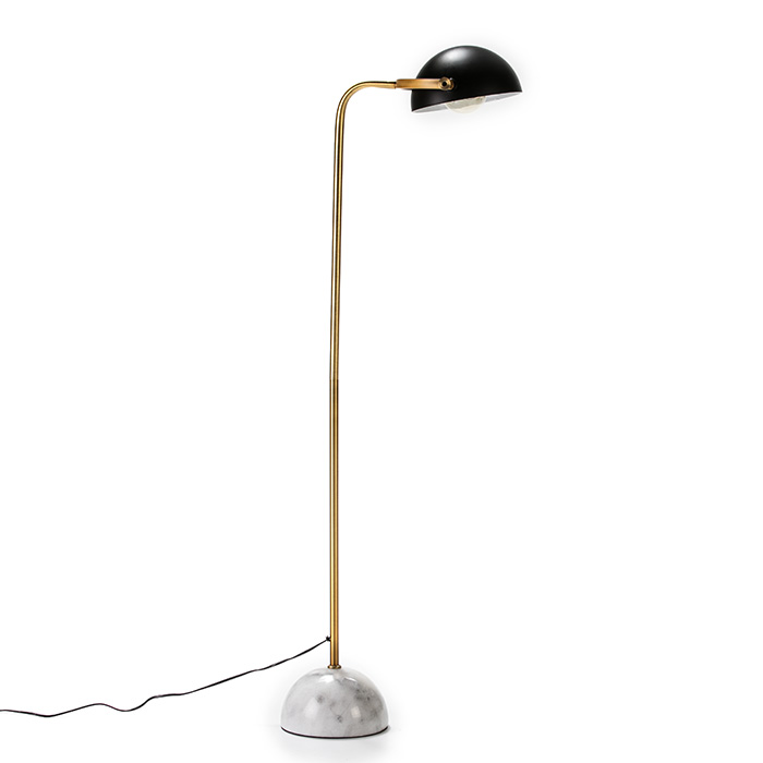 Lampara de Pie con Pantalla 32x38x145 Mármol Blanco/Metal Dorado/Negro sin bombilla