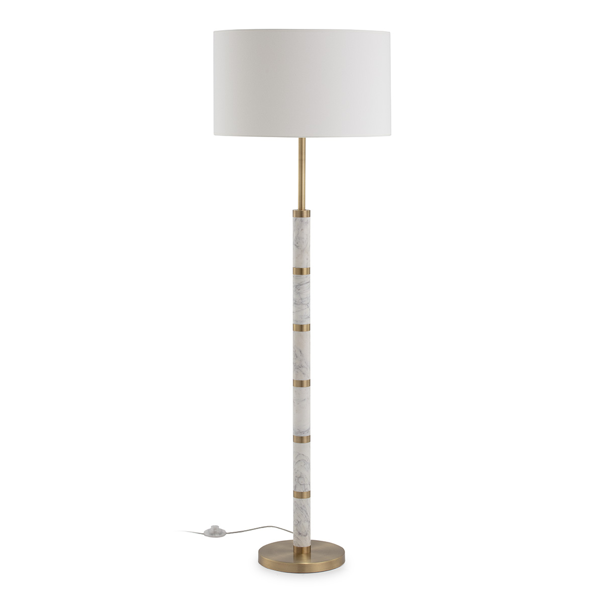 Lámpara de Pie sin pantalla 25x25x135 Mármol Blanco/Metal Dorado