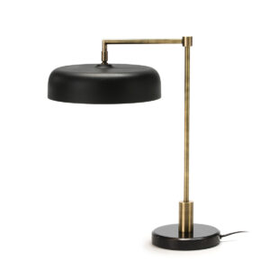 Lampara de Sobremesa 18x44x53 Mármol Negro/Metal Negro/Dorado
