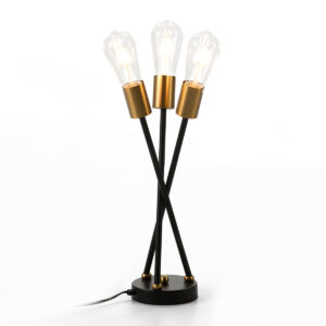 Lampara de Sobremesa 20x20x45 Metal Negro/Dorado