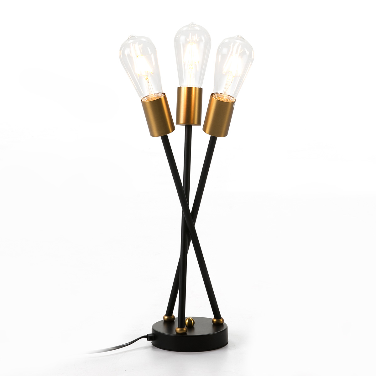 Lampara de Sobremesa 20x20x45 Metal Negro/Dorado