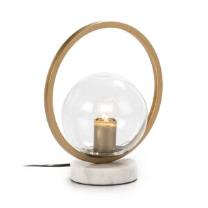 Lámpara de Sobremesa 25x15x29 Cristal/Mármol Blanco/Metal Dorado