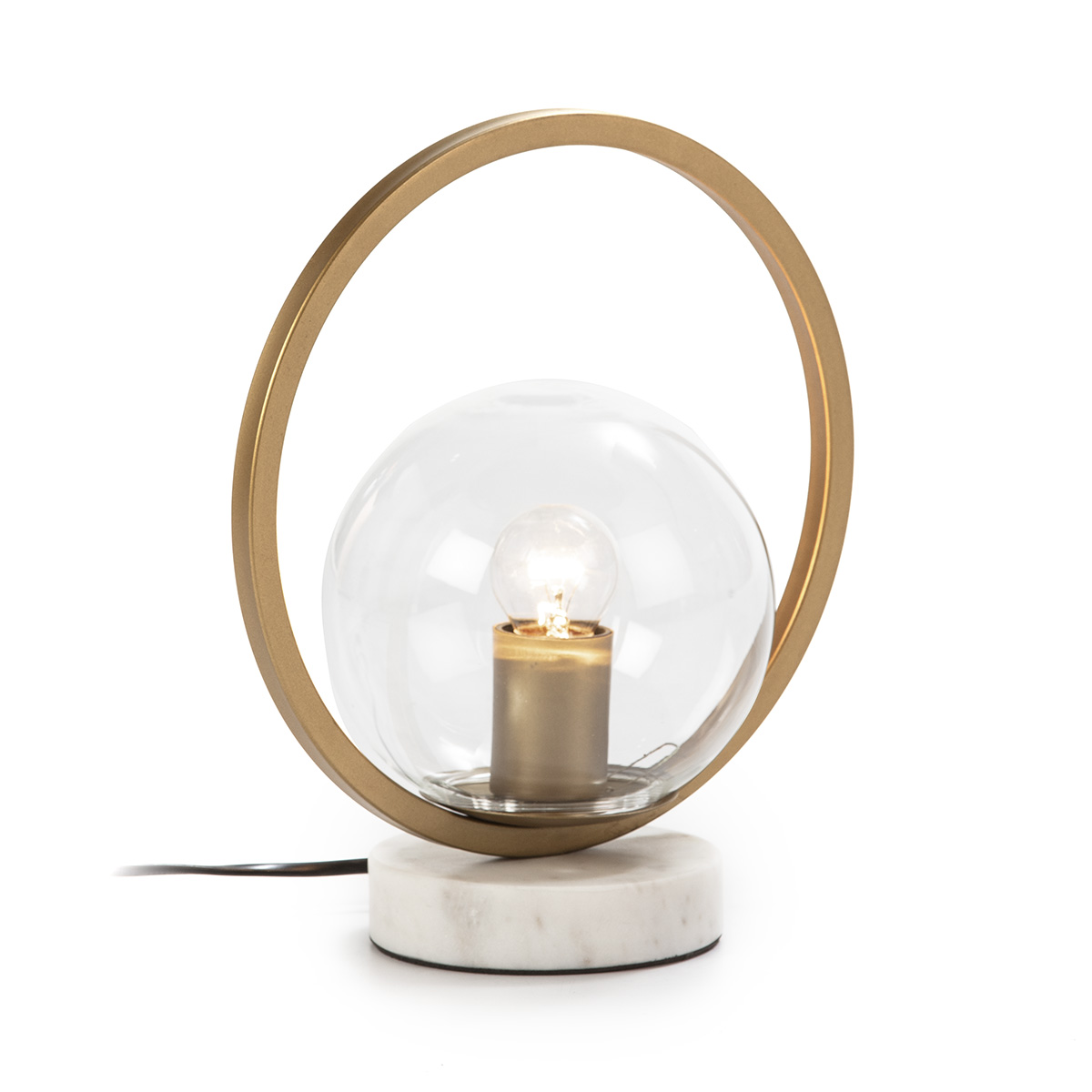 Lámpara de Sobremesa 25x15x29 Cristal/Mármol Blanco/Metal Dorado