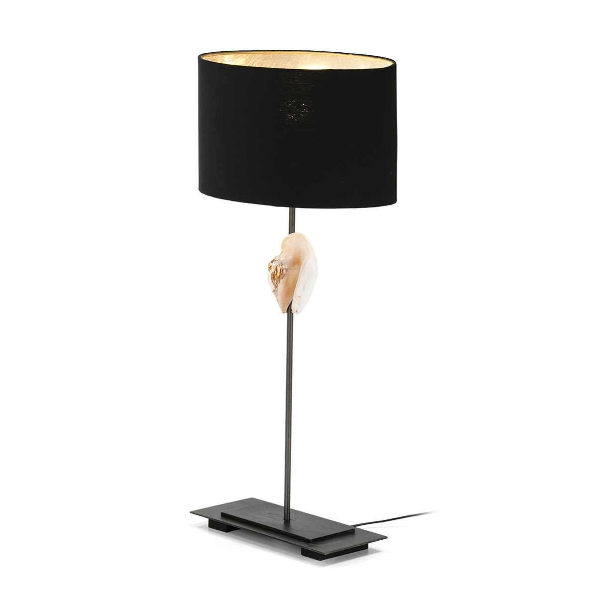 Lámpara de Sobremesa 30x13x53 Nácar/Metal con pantalla Negro