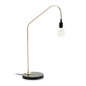 Lampara de Sobremesa 35x25x58 Mármol Negro/Metal Dorado