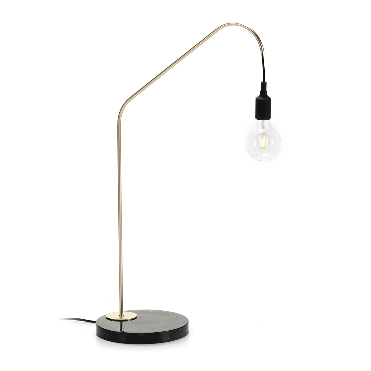 Lampara de Sobremesa 35x25x58 Mármol Negro/Metal Dorado
