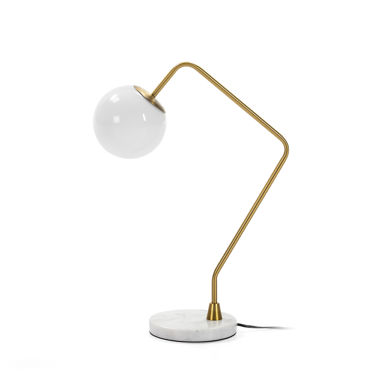 Lampara de Sobremesa 40x21x57 Cristal Blanco/Mármol Blanco/Metal Dorado