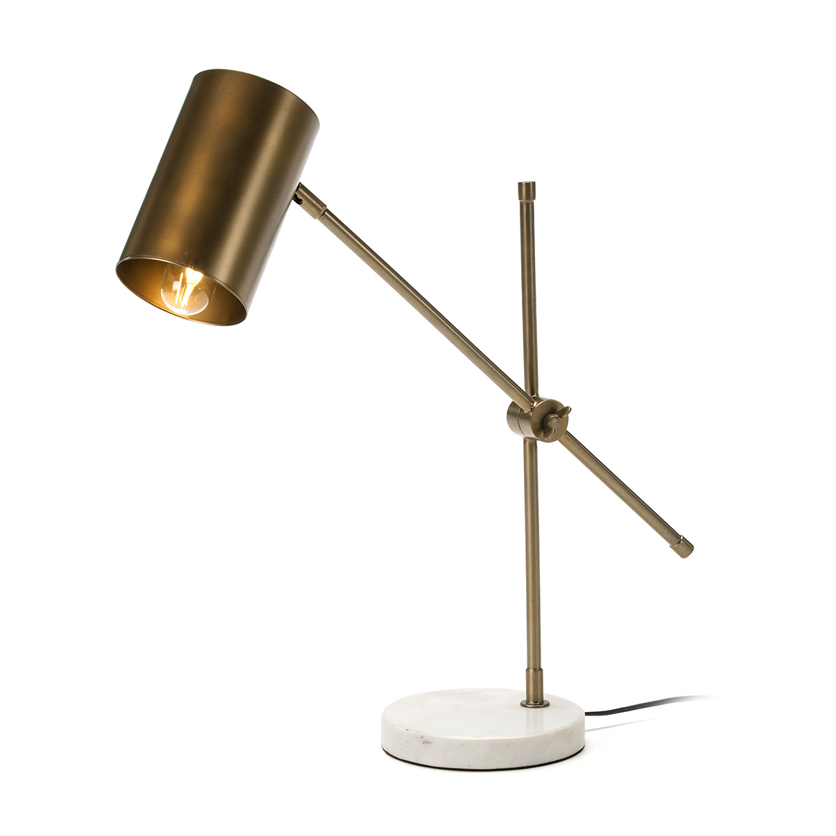 Lampara de Sobremesa 66x16x75 Mármol Blanco/Metal Dorado