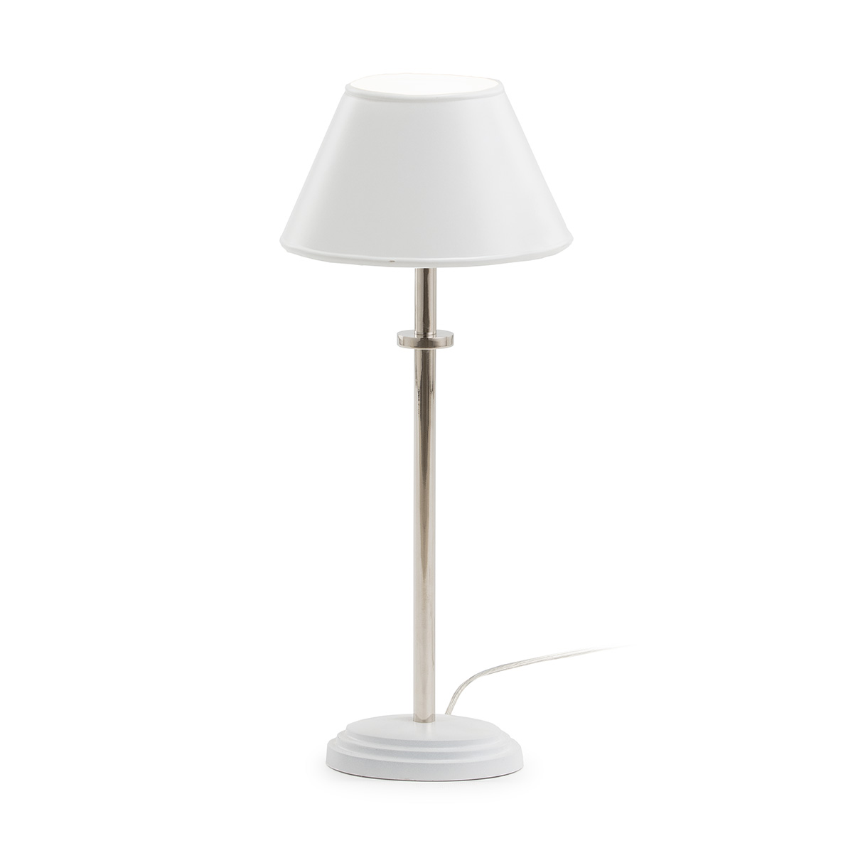 Lámpara de Sobremesa con pantalla 15x11x45 Metal Blanco/Nickel