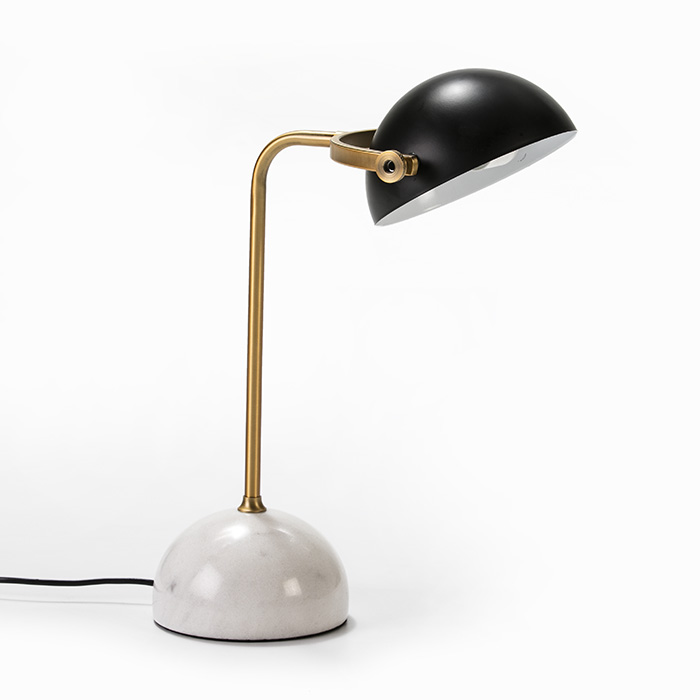 Lampara de Sobremesa con Pantalla 36x25x48 Mármol Blanco/Metal Dorado/Negro sin bombilla