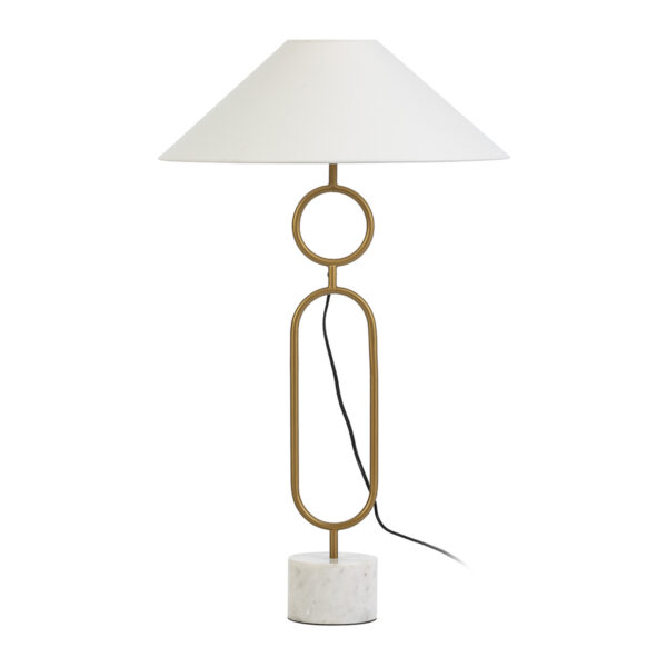 Lámpara de Sobremesa sin pantalla 12x12x70 Mármol/Metal Blanco/Dorado