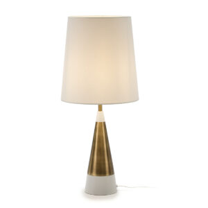 Lámpara de Sobremesa sin pantalla 13x13x45 Metal Dorado/Blanco