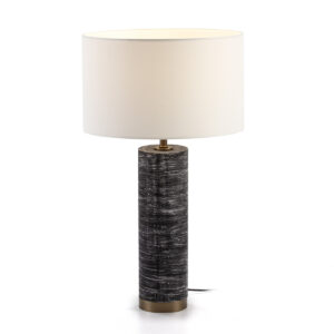 Lámpara de Sobremesa sin pantalla 13x13x51 Metal Gris/Blanco/Dorado