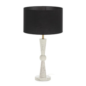 Lámpara de Sobremesa sin pantalla 15x15x55 Mármol/Latón -- Blanco/Dorado
