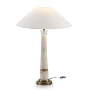 Lámpara de Sobremesa sin pantalla 15x15x57 Metacrilato/Mármol Blanco/Metal Dorado