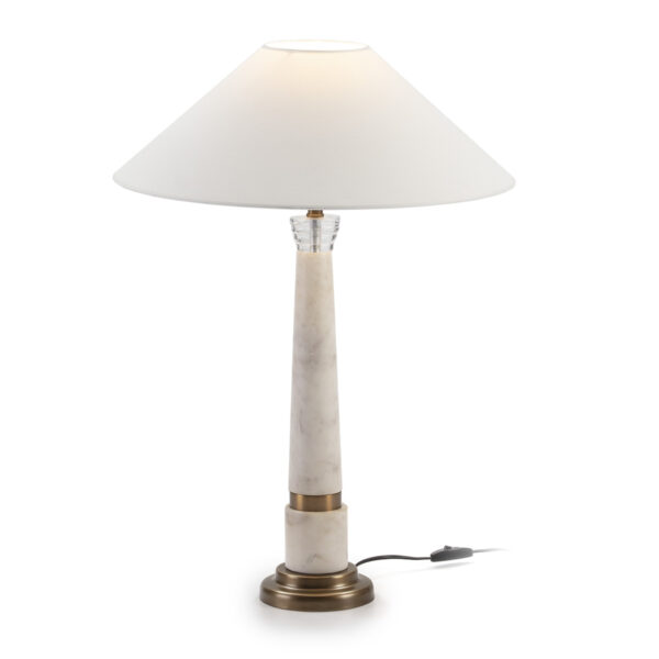 Lámpara de Sobremesa sin pantalla 15x15x57 Metacrilato/Mármol Blanco/Metal Dorado