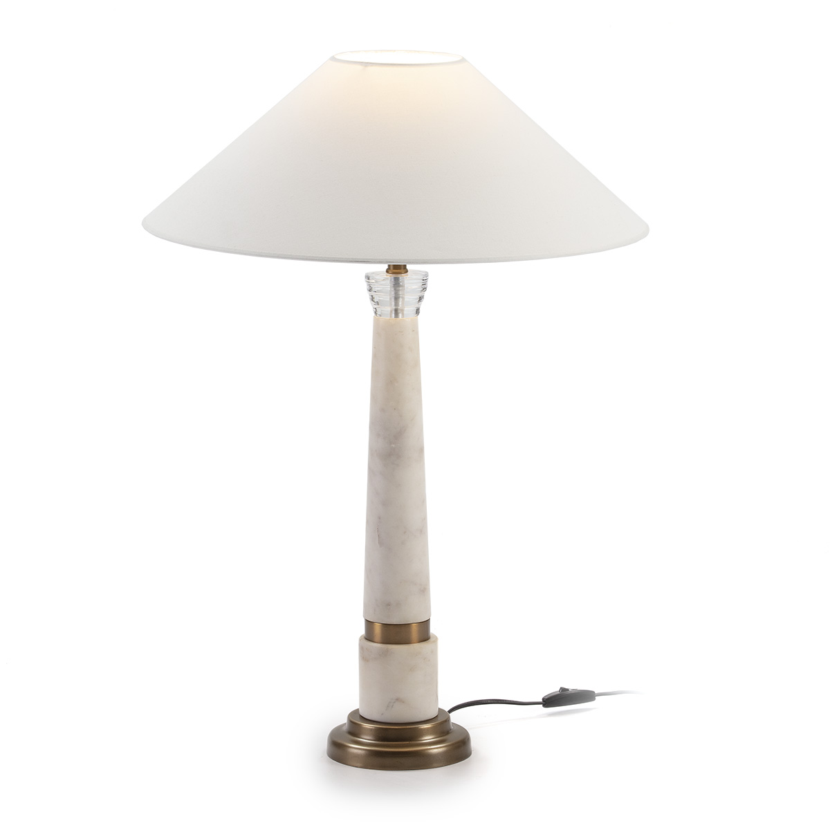 Lámpara de Sobremesa sin pantalla 15x15x57 Metacrilato/Mármol Blanco/Metal Dorado