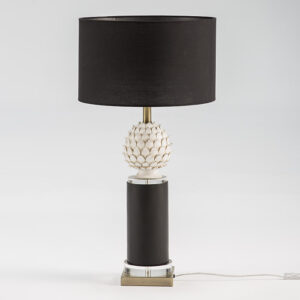 Lampara de Sobremesa sin pantalla 15x15x58 Metal Dorado/Cerámica Blanco y Negro