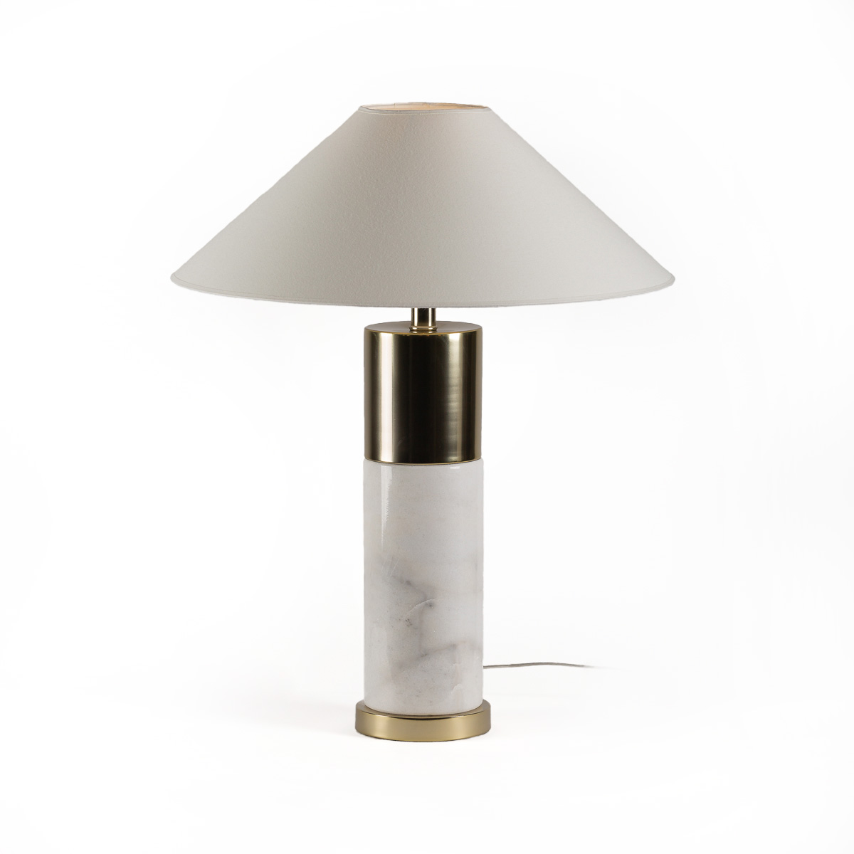 Lámpara de Sobremesa sin pantalla 15x15x60 Mármol/Metal -- Blanco/Dorado