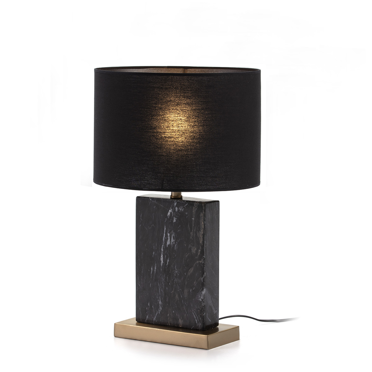Lámpara de Sobremesa sin pantalla 20x10x34 Mármol Negro/Metal Dorado