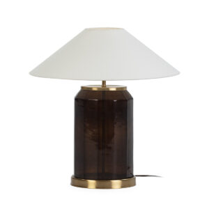 Lámpara de Sobremesa sin pantalla 20x20x45 Cristal/Metal Marrón Oscuro/Dorado