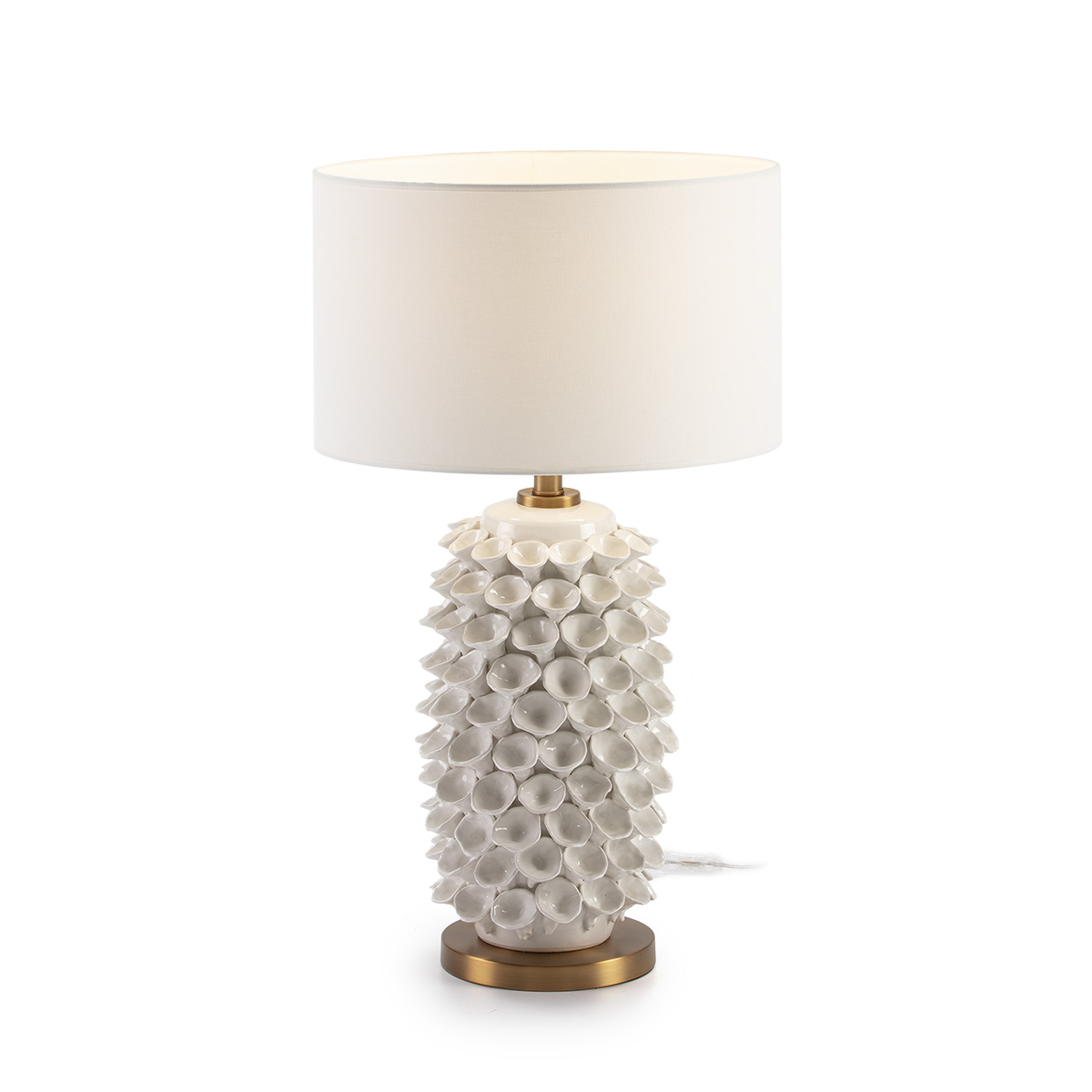 Lámpara de Sobremesa sin pantalla 22x19x52 Cerámica Blanco/Metal Dorado