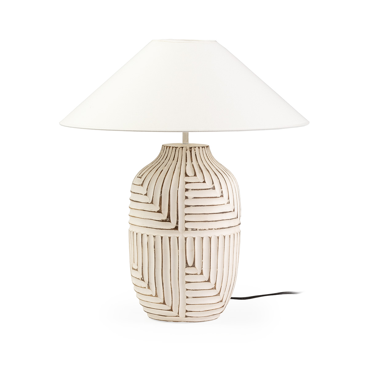 Lámpara de Sobremesa sin pantalla 22x22x45 Madera de Mango Blanco Lavado