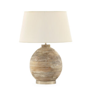 Lámpara de Sobremesa sin pantalla 23x23x42 Madera de Mango/Metal -- Blanco Lavado/Plateado