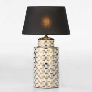 Lampara de Sobremesa sin pantalla 23x23x51 Cerámica Blanco/Dorado