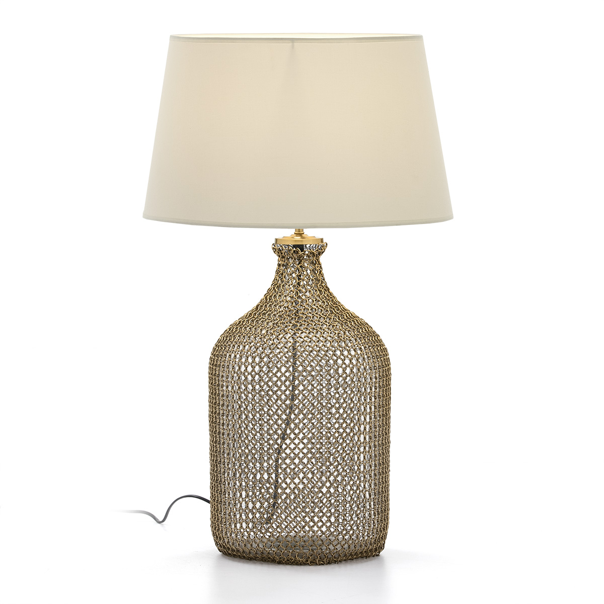 Lampara de Sobremesa sin pantalla 26x26x55 Cristal/Metal Dorado