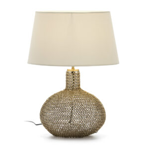Lampara de Sobremesa sin pantalla 29x29x36 Cristal/Metal Dorado
