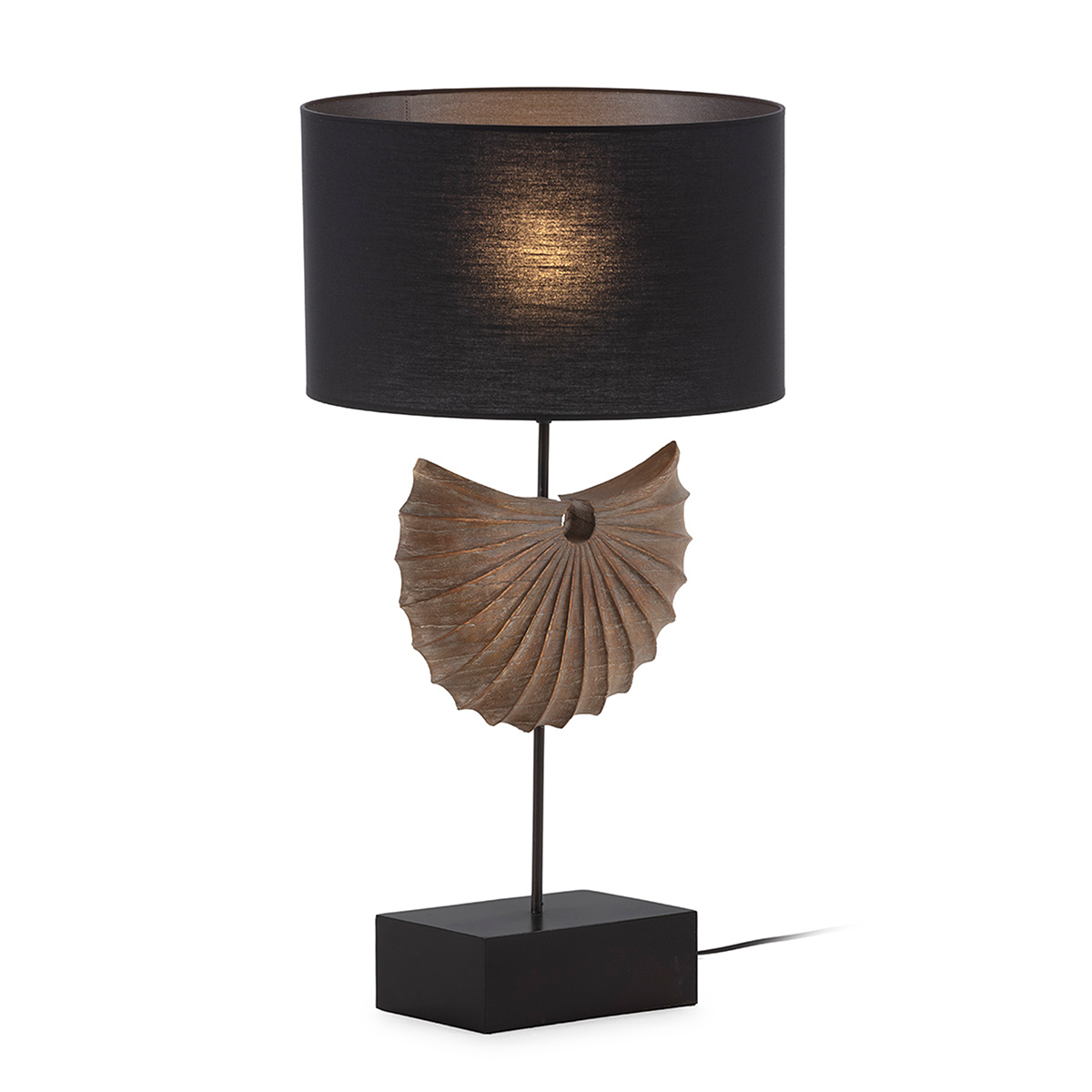 Lámpara de Sobremesa sin pantalla 31x15x50 Metal/Madera de Cedro -- Negro/Natural
