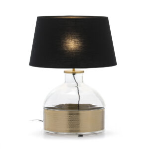 Lampara de Sobremesa sin pantalla 33x33x40 Cristal/Metal Dorado