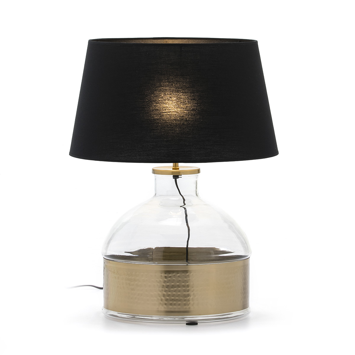 Lampara de Sobremesa sin pantalla 33x33x40 Cristal/Metal Dorado