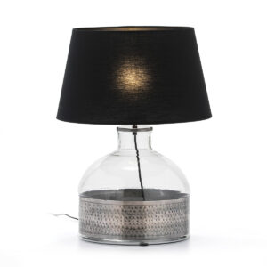 Lampara de Sobremesa sin pantalla 33x33x40 Cristal/Metal Plateado