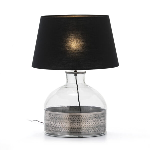 Lampara de Sobremesa sin pantalla 33x33x40 Cristal/Metal Plateado