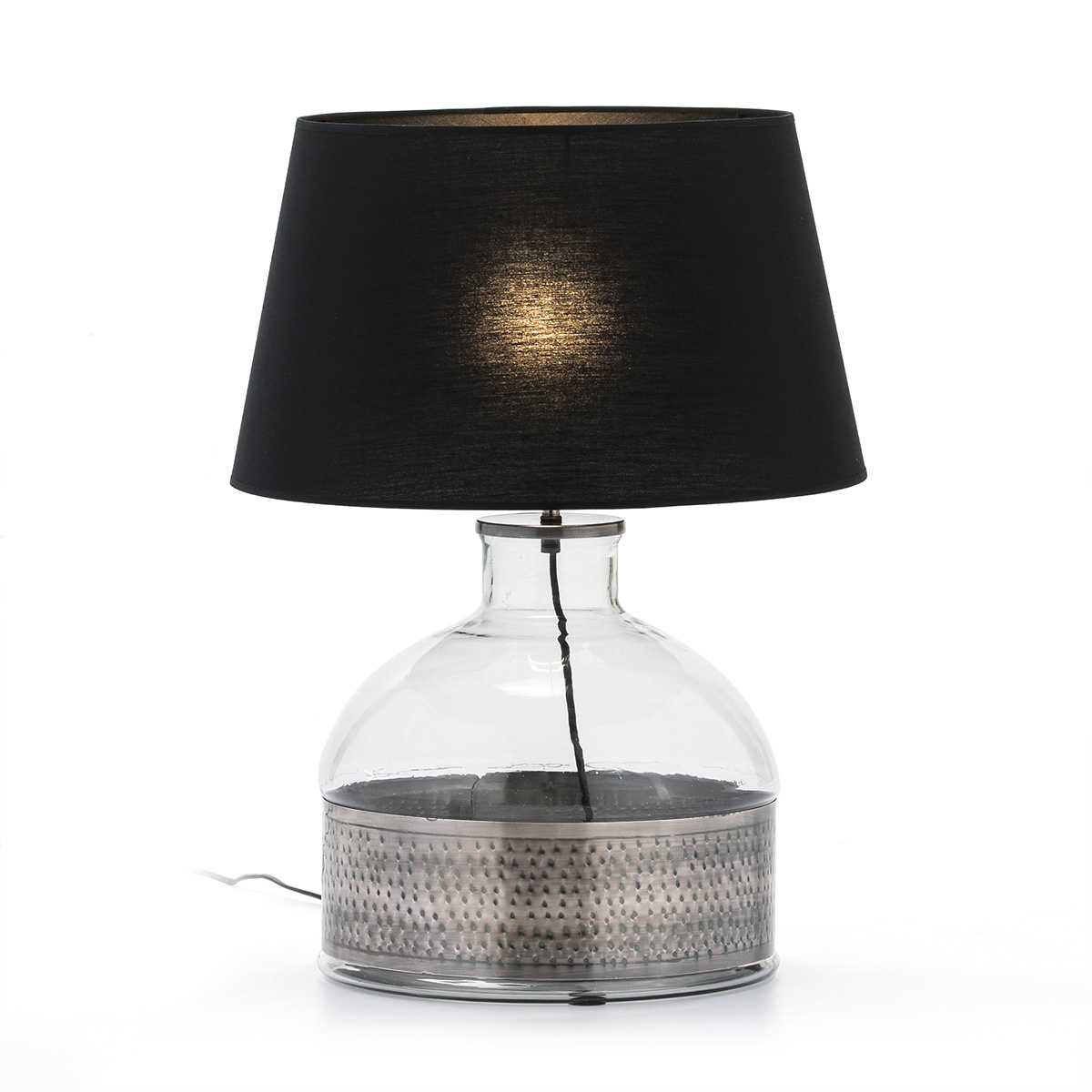 Lampara de Sobremesa sin pantalla 33x33x40 Cristal/Metal Plateado