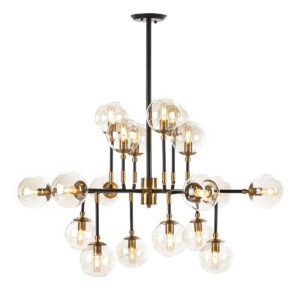 Lampara de Techo 102x92x98 Cristal/Metal Dorado/Negro