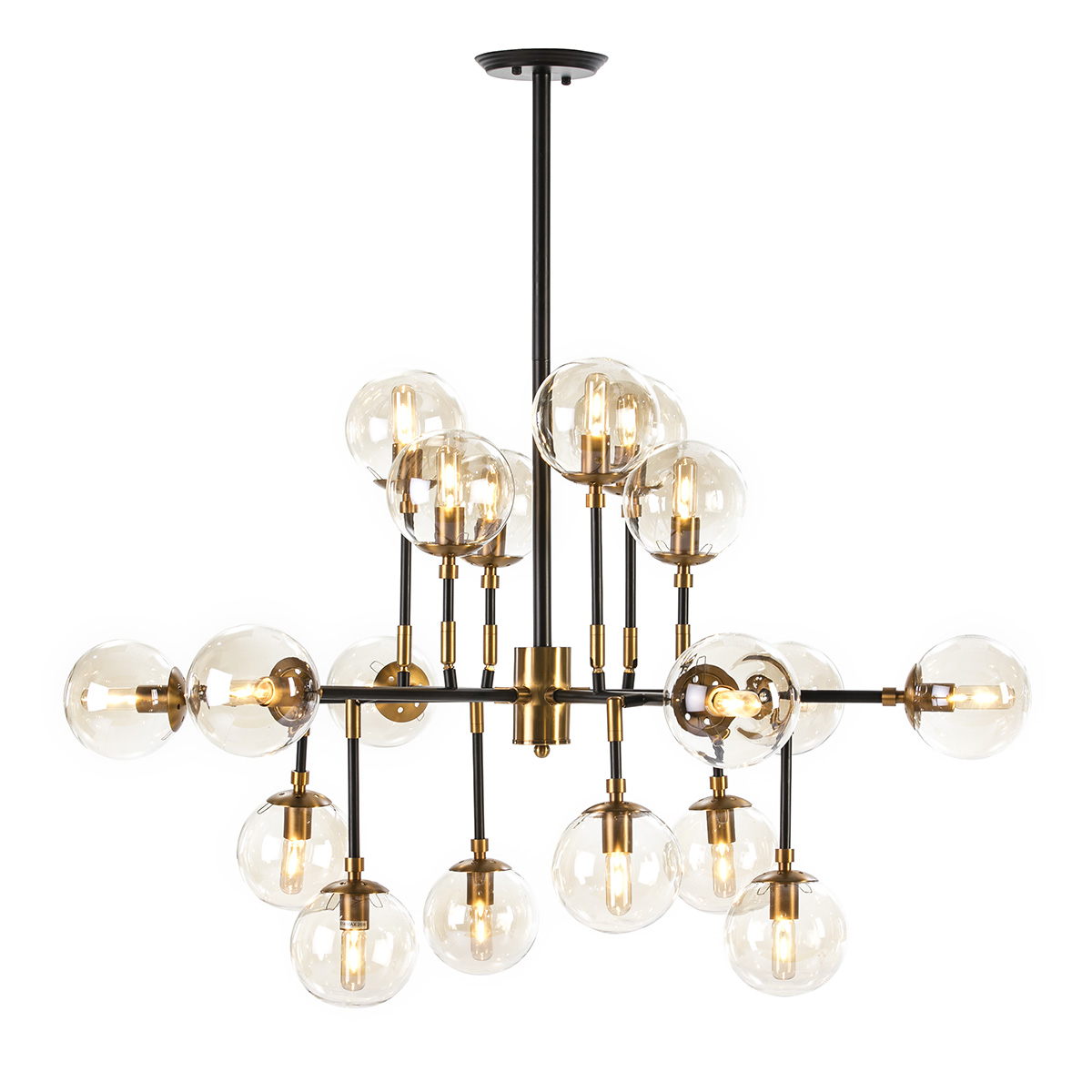 Lampara de Techo 102x92x98 Cristal/Metal Dorado/Negro