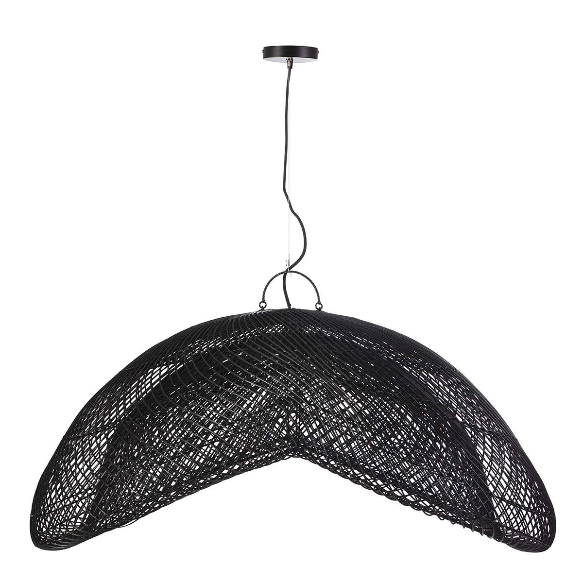 Lámpara de Techo 110x90x55 Ratán -- Negro