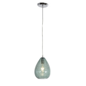 Lámpara de Techo 18x18x25 Cristal Craquelado Azul/Metal Plateado
