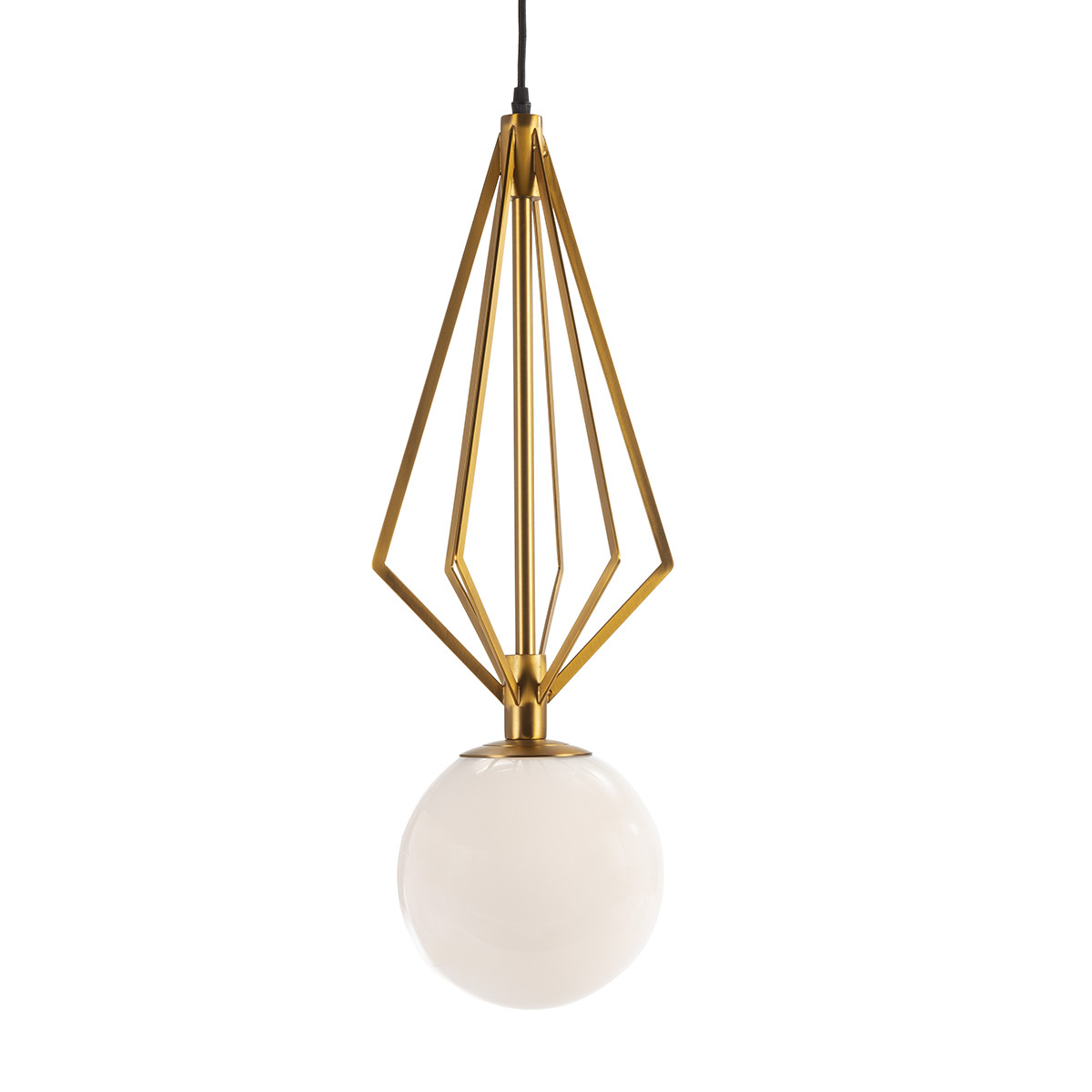 Lámpara de Techo 23x23x68 Cristal Blanco/Metal Dorado