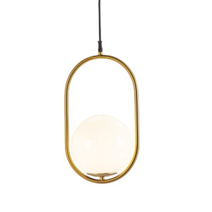 Lámpara de Techo 24x20x42 Cristal Blanco/Metal Dorado