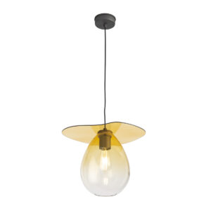 Lámpara de Techo 34x33x31 Metal Negro/Cristal Ámbar