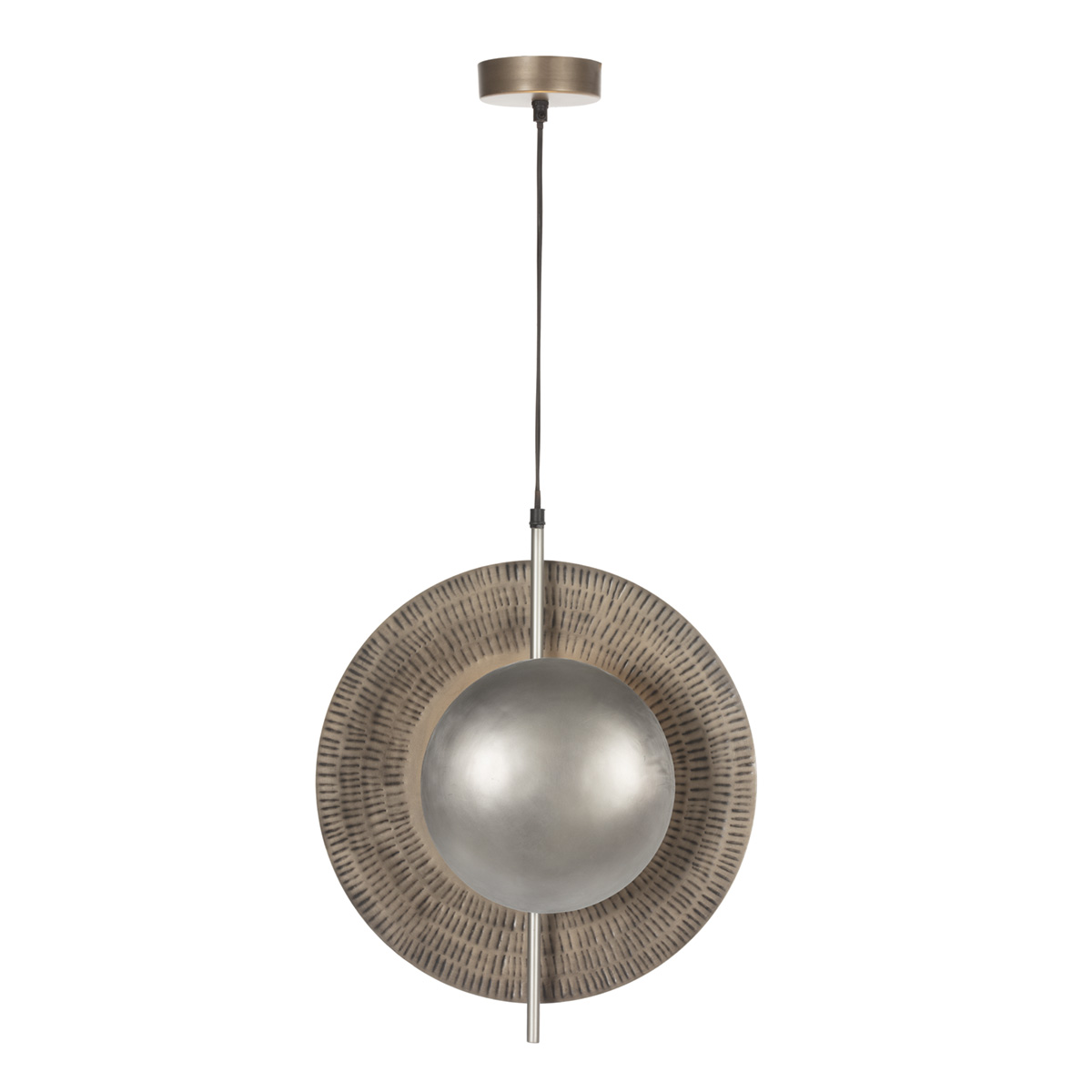 Lámpara de Techo 41x11x48 Metal -- Niquel Envejecido/Dorado Antique