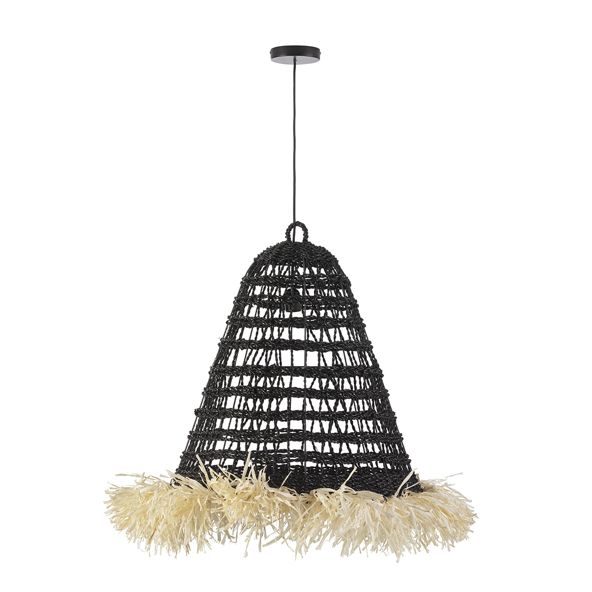 Lámpara de Techo 50x50x60 Sisal/Sintético -- Negro/Beige