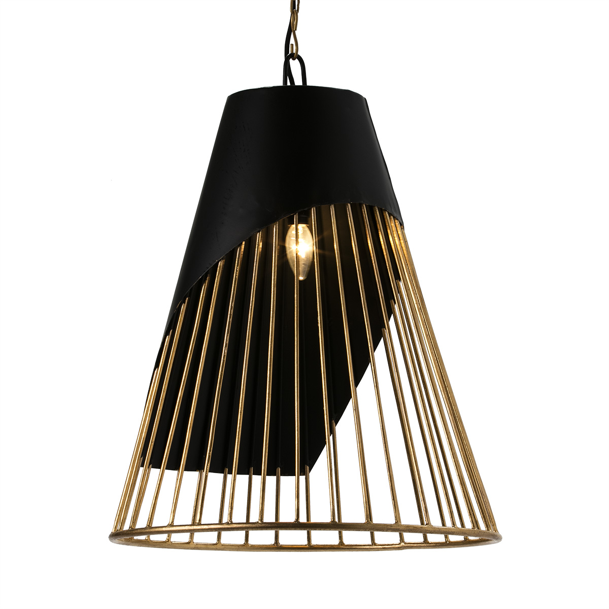 Lampara de Techo 52x52x69 Metal Dorado/Negro